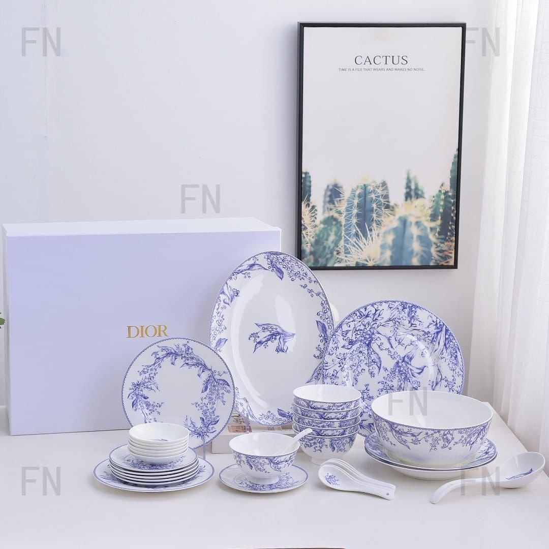 Forest blue Lion- Christian , soup set of 32 pieces - Dior Kitchen and Dining | Aleppo Gift UAE
